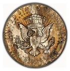 1966 50c Kennedy 40% Silver Half Dollar - Textured Neon End Roll Toning - Z3915