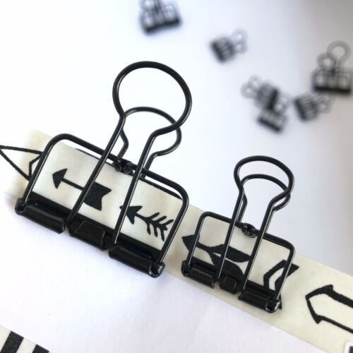 Black Planner Paper Clips Binder Bulldog Paperclip 33mm - Picture 1 of 6