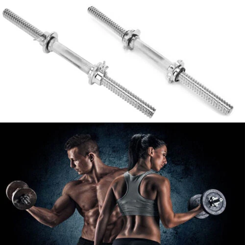 Adjustable Dumbbell Bar 1 inch Threaded Barbell Handles Home Gym Fitness 17.7"