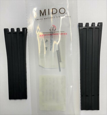 Original MIDO All Dial Model: M006615A / M006630A Black Rubber Watch Band Strap 
