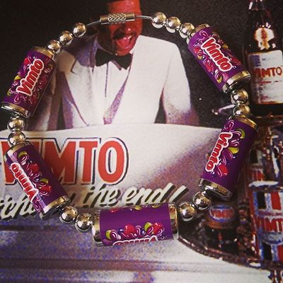 Einzigartiges VIMTO DOSEN ARMBAND handgefertigt GEMISCHT DOLLY lila SCHWARZJOHANNISBEERE Geschenk