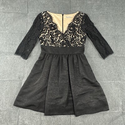 Eliza J Cocktail Dress Womens size Black Lace Taffeta Mini Party New  Years Eve