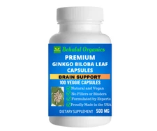 Ginkgo biloba leaf 500 Vegan capsules 100 Count