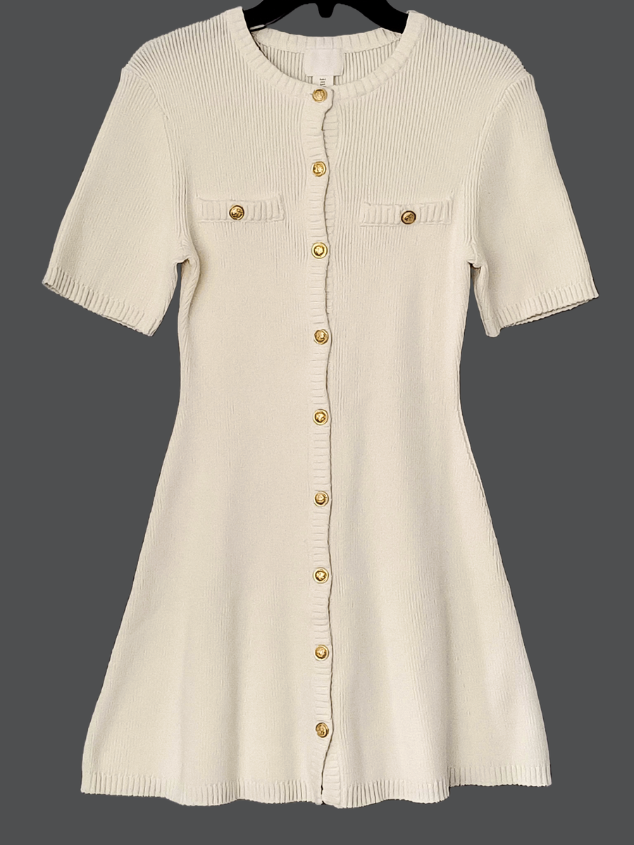 NWT H&M 100% Cotton Rib-knit Fitted Button Front Dress White Sz XS S M L XL XXL | eBay NWT H&M 100% Cotton Rib-knit Fitted Button Front Dress White Sz XS S M L XL XXL | eBay