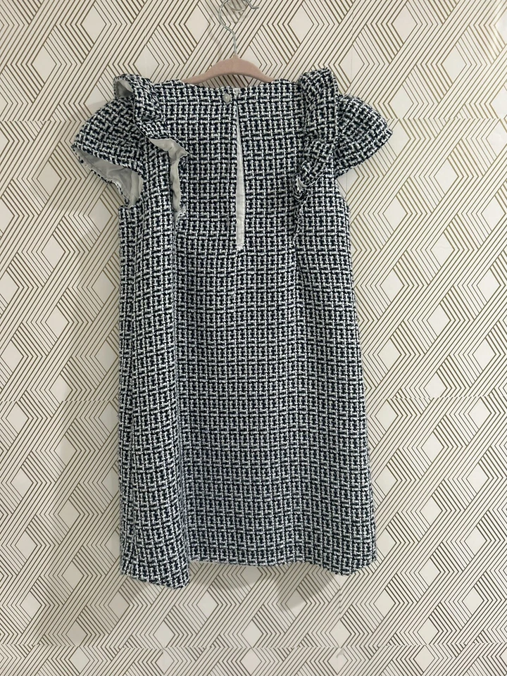 Vestido de fiesta de tweed azul y blanco Janie and Jack para niñas talla M/8 Foto 2 de 2