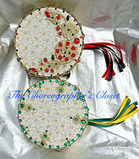 Esmeralda Variation Tambourine Ballet Dance Prop 18 cm 7 inch Green Gold YAGP