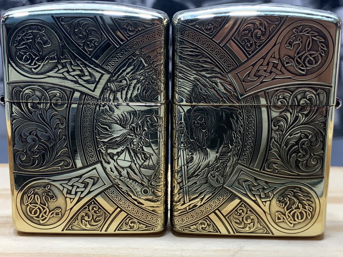 砲弾　アンティーク品 Zippo 4-side Brass Armor Four Horsemen Of The Apocalypse