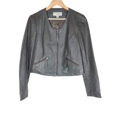 Bagatelle Womens Medium Gray Genuine Leather Moto Jacket Cropped ZipUp Biker Fit