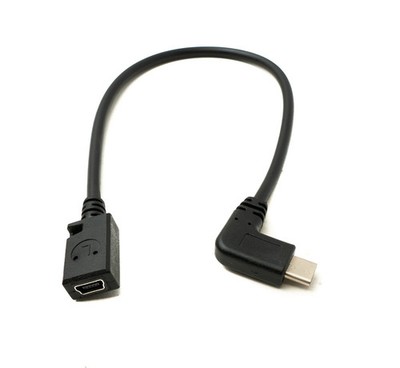 SYSTEM-S USB 3.1 Kabel 25 cm Typ C Stecker zu 2.0 Mini B Buchse Left Right