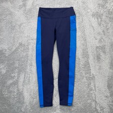 Fabletics Leggings Womens Small Blue Colorblock Skinny Leg Pocket Athleisure