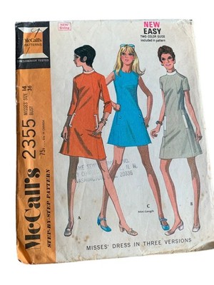 McCalls 2355 Misses Dress Pattern - 1960s Style Size 14 