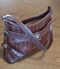 Bueno Shoulder Bag Crocodile Print Western Multipocket Trendy Brown Color 