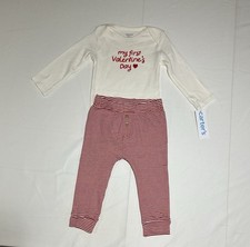 Carter's Unisex Baby 12 Month Red White my first Valentine's Day 2 Pc Outfit NWT