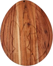  Egg Shaped Wood Serving Board, Wood Cutting Board for Kitchen with Groove, 