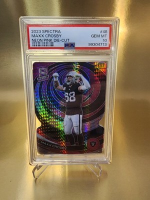 Maxx Crosby SSP 2023 Spectra #48 Neon Pink Die-Cut Rare Pop 2 PSA 10 */20