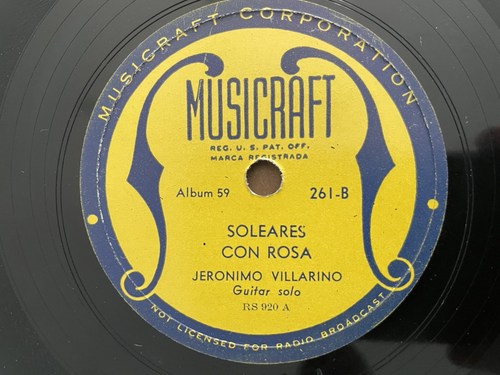 MUSICRAFT Record 78 rpm Jeronimo Villarino HERENCIA GITANA / SOLEARES CON ROSA 4 - Picture 3 of 4