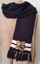 DISNEY PARKS Authentic Navy Blue  White Winter Scarf Mickey Mouse "M"