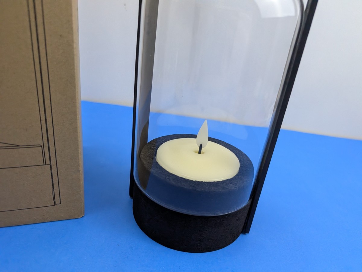 Le Klint Candlelight Electric Lantern Black Cork Oak Glass LED New 