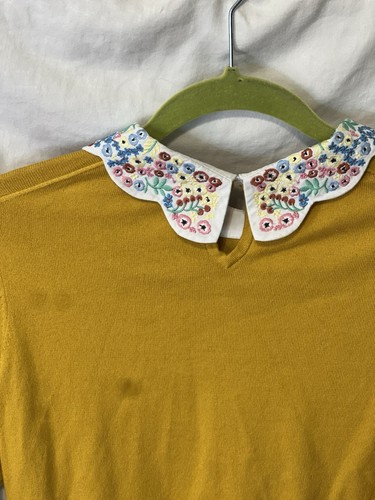 Boden Colette Floral Embroidered Collar Jumper Top Sz M - Bild 6 von 9