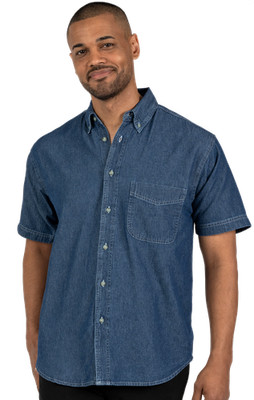 Blue Generation BG8206S Men's Short Sleeve 100% Cotton Denim Shirt