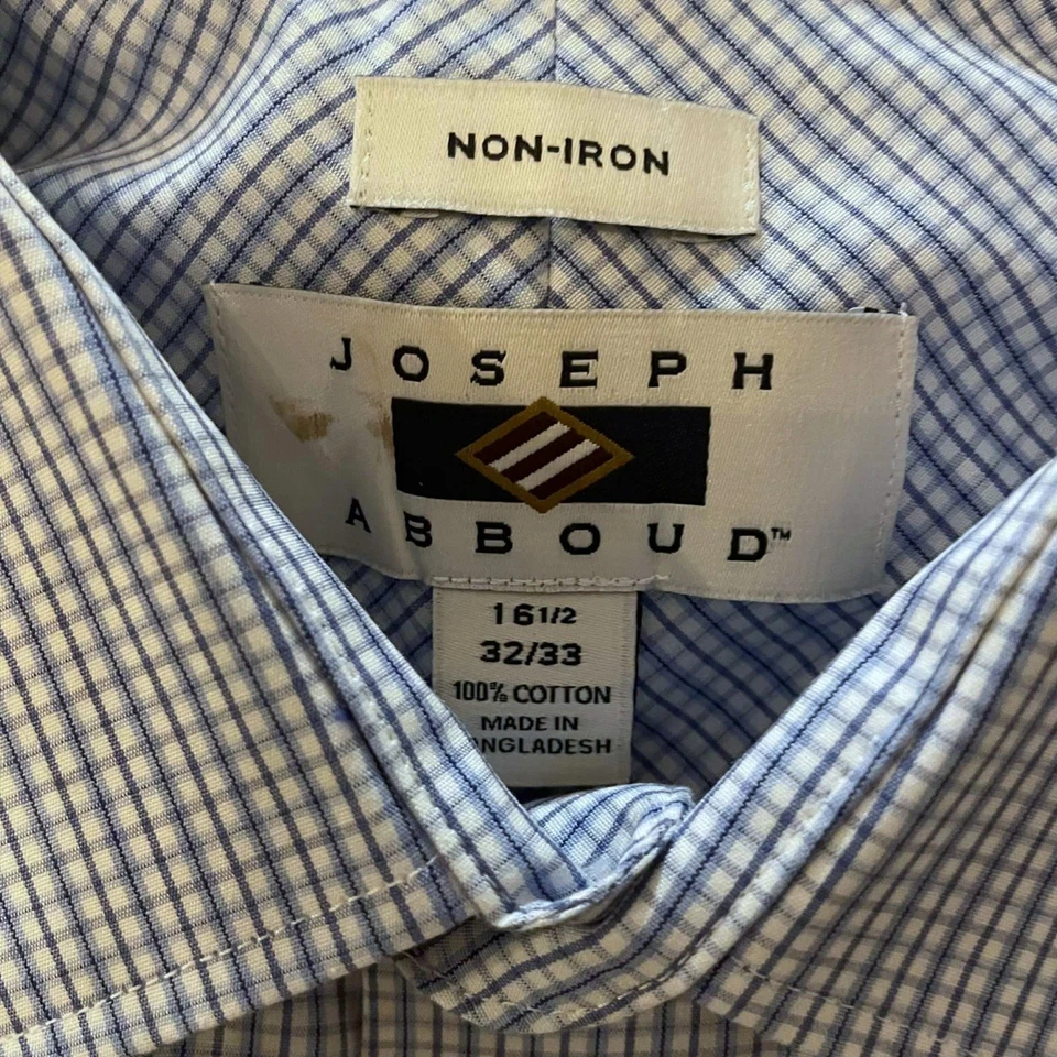 Joseph Abboud Мужская рубашка 16,5 32/33 синий белый чек хлопок длинным рукавом - Изображение 2 из 4