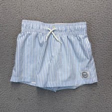 Abercrombie Kids Swimsuit Boys 5/6 Blue White Seersucker Lined Drawstring Shorts