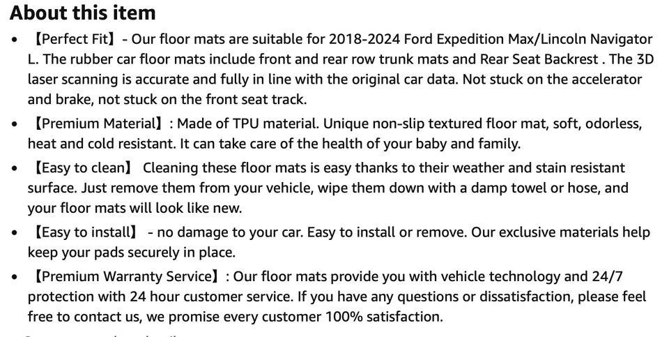Nuevo juego de alfombrillas Ford Expedition Max/Lincoln Navigator 2018-2025 para 7 plazas Foto 3 de 4