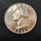 1962 Proof Washington Quarter  25C - Philadelphia Mint - BU - Light Toning