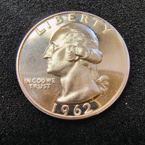 1962 Proof Washington Quarter  25C - Philadelphia Mint - BU - Light Toning