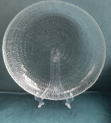 13in Textured Spiral French Made Textured Platter W/ice Look  Made Of Glass