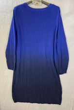 H by Halston Ombre Blue Sweater Dress 1X V-Neck Knit Long Sleeve Plus Size NWT