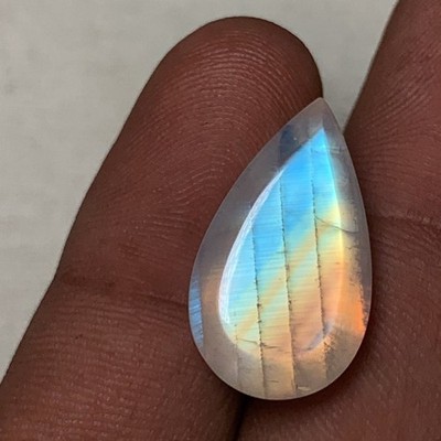 AAAAAA Rainbow Moonstone Sugar Loaf,Paer Shape Smooth Polish Multi Fire 13x22 MM