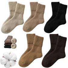 5Pairs Men's Plain Solid Sports Athletic Work Crew Socks