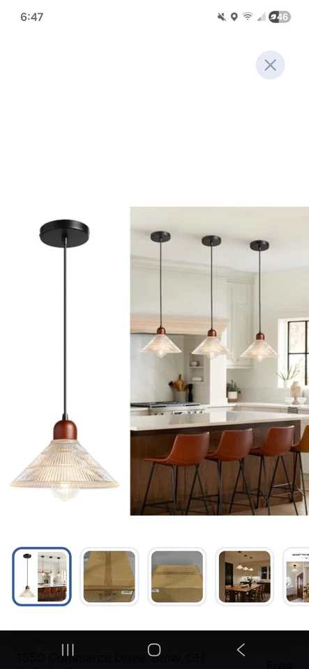 Luces Colgantes Isla Cocina: Paquete de 3 Lámparas Colgantes de Madera con Mano Bl... Foto 2 de 4