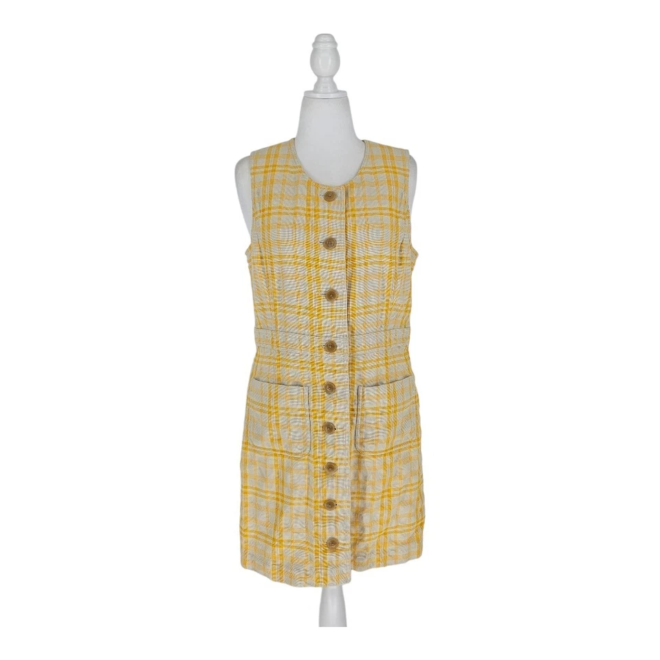 Vestido de jacquard Tory Burch amarillo sol a cuadros sin mangas para mujer talla 12 precio de venta sugerido por el fabricante 498 USD Foto 2 de 4