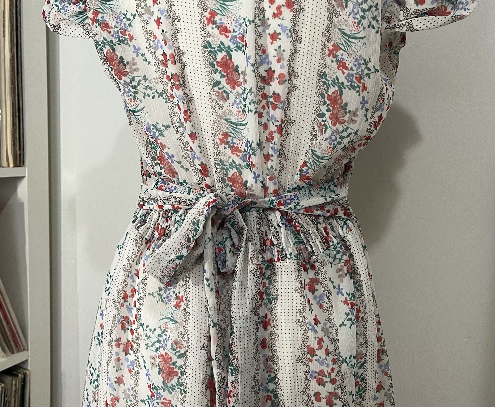 Y2K Twenty One Ruffle Boho Prairie Cottage Floral Tie Back Mini Dress Women’s S