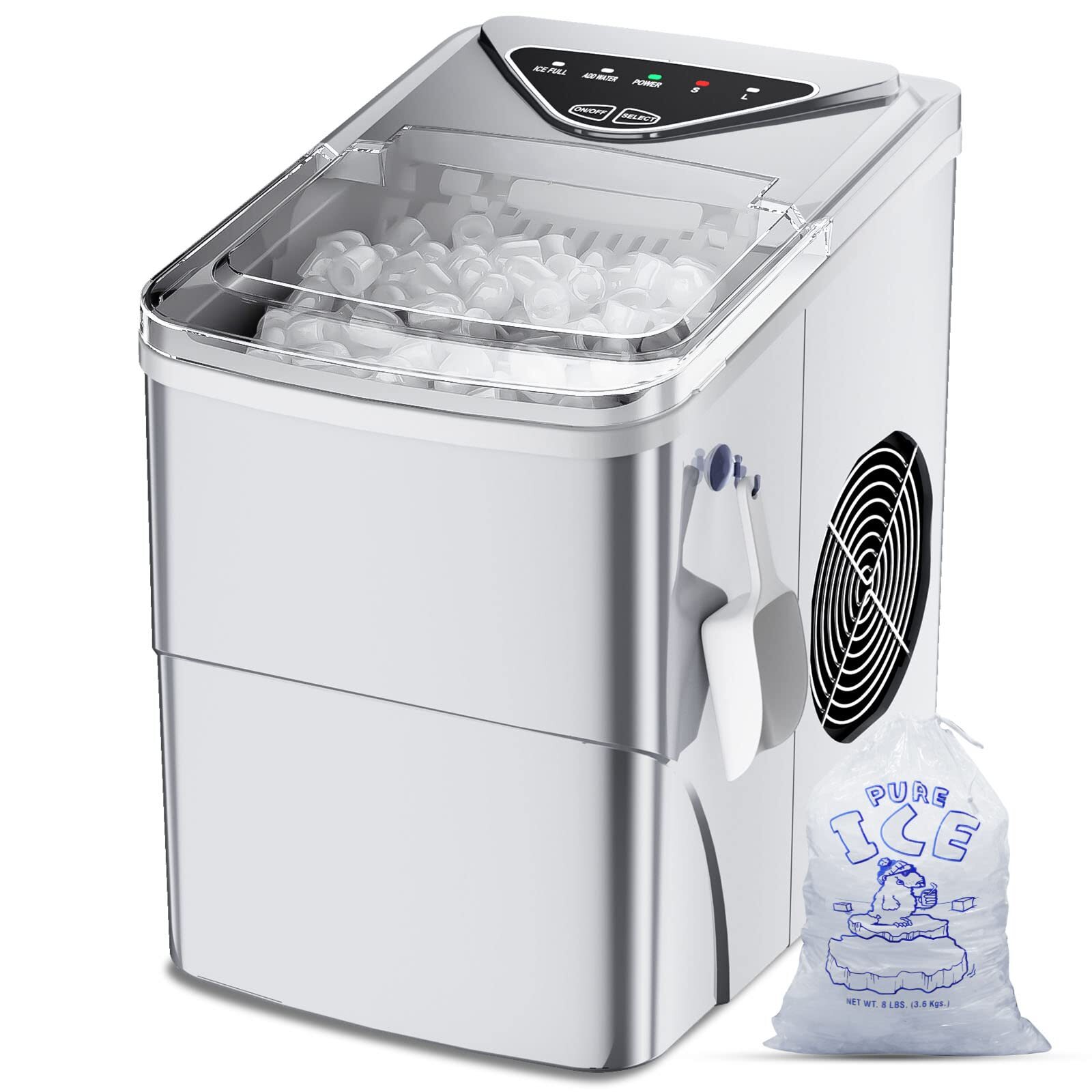 Ice Makers Countertop, Self-Cleaning Function, Portable Electric Ice Cube Mak...