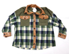 Ces Femme Women's Small (s) Brown/green Checkered Button Long Sleeve Shacket