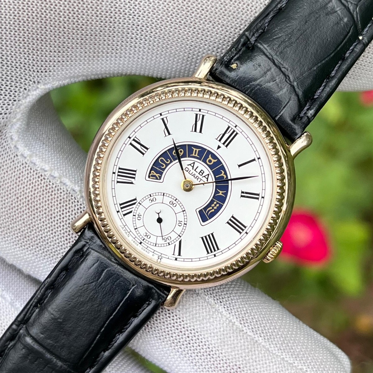 Rare Vintage Seiko Alba Side Second Zodiac Sign Japan Men