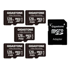 Gigastone 128GB 5PK Micro SD Card, 4K Video Pro, 85MB/s MicoSDXC with Adapter