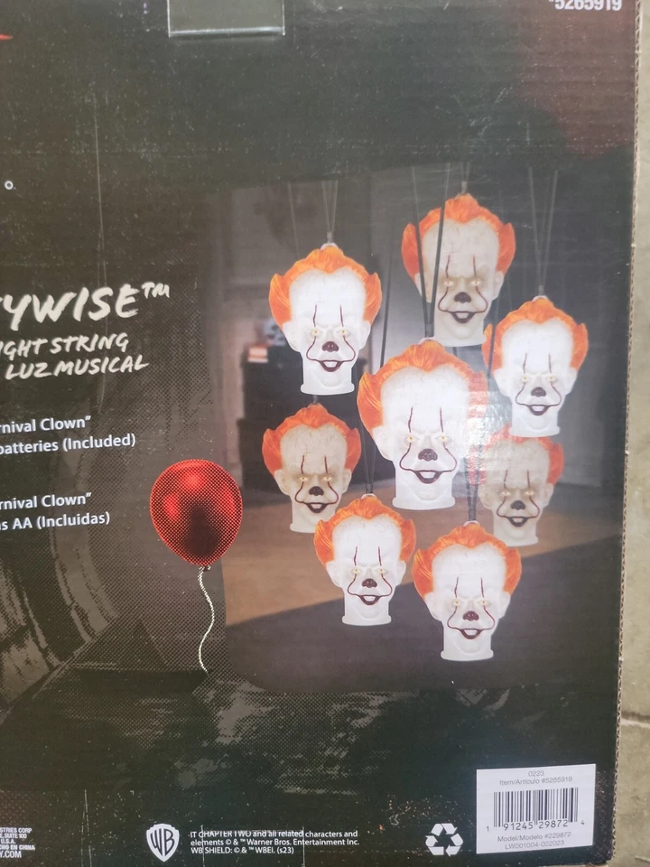 Halloween Penny Wise IT Juego de 8 Cuerdas Luces Payasos Musical Cadena de Luces Foto 3 de 4