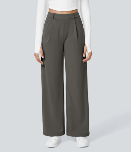 NWT HALARA Women's L PETITE Flex High Waisted Side Pocket Straight Work Pants
