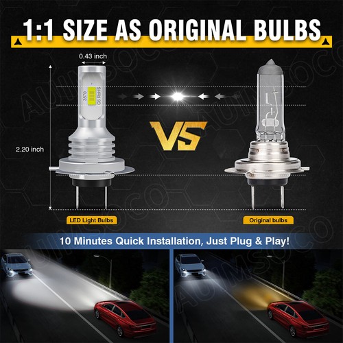 Super Bright White H7 H7 H11 CSP LED Headlight High Low Beam Fog Light Bulbs Kit - Picture 14 of 17