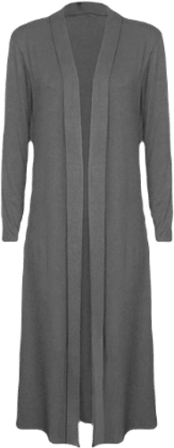 Ladies Maxi Boyfriend Cardigan Womens Long Sleeve Full Length Open Front UK 8-26 - Picture 4 of 15