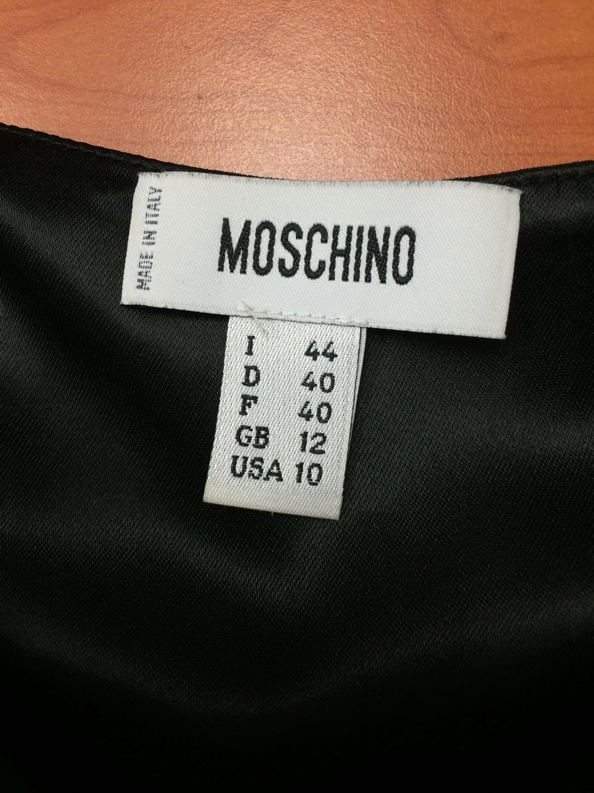 Moschino abito nero tinta unita senza maniche ricamo battiti tg 10 M Italia