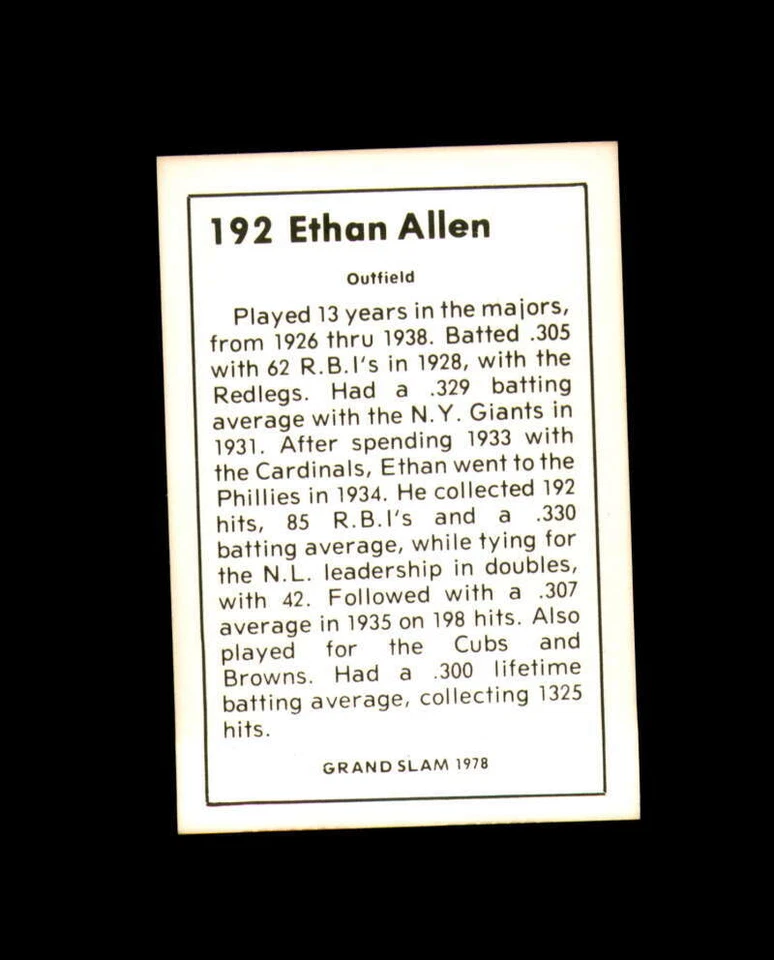 Ethan Allen Hand Signed 1978 Grand Slam Cincinnati Reds Autograph - Image 2 of 2