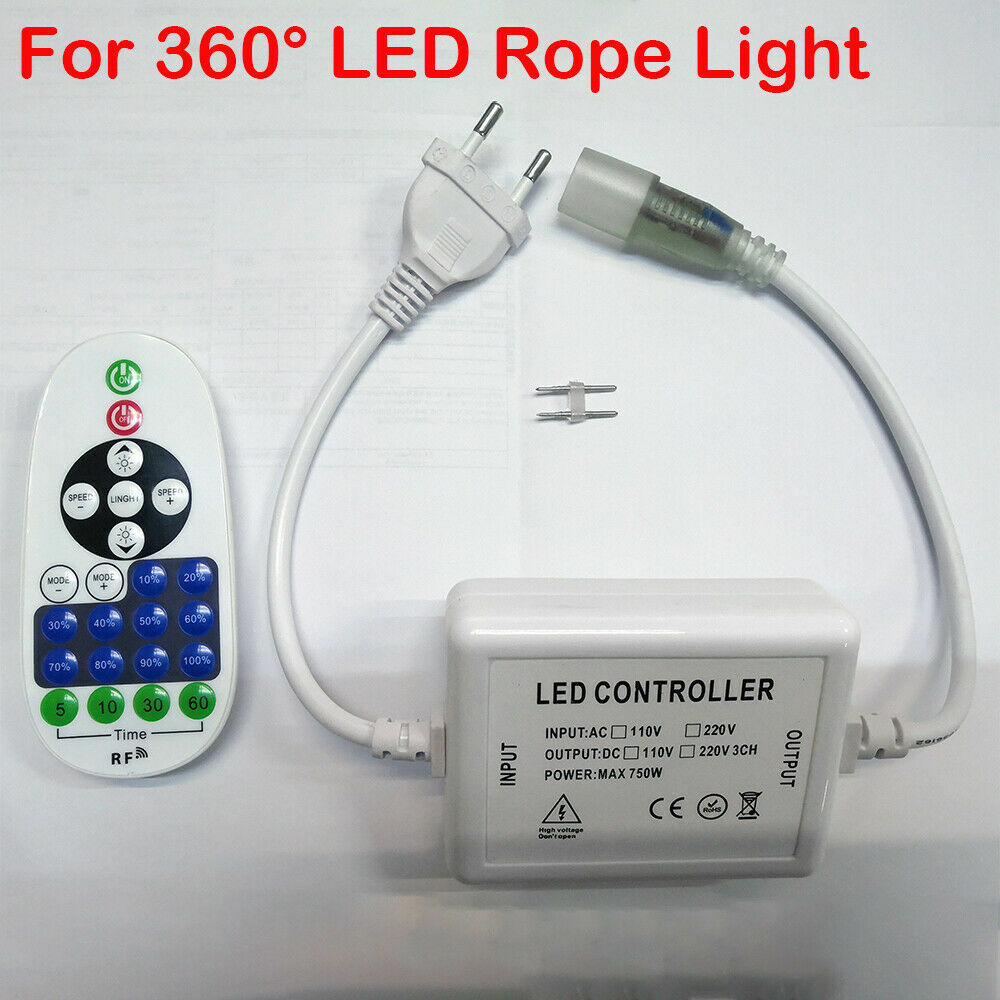 LED Dimmer Remote Controller for 360° LED Rope Light Adjust Brightness ...