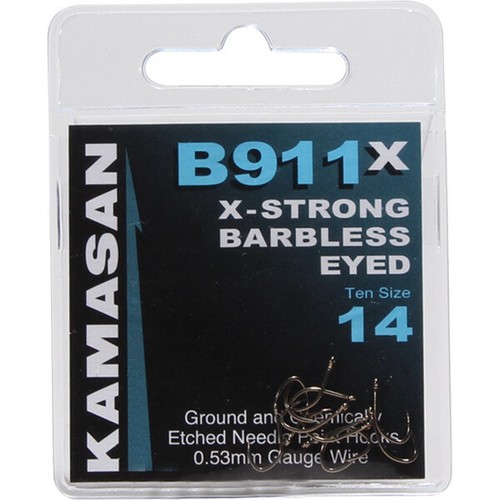Kamasan B911 X Strong Barbless Eyed End Fishing Hooks All SIzes Coarse