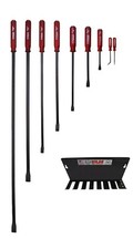 Wilde Tool USA HPB9 9 Piece Hard Cap Handle Pry Bar Set w/ Steel Storage Rack