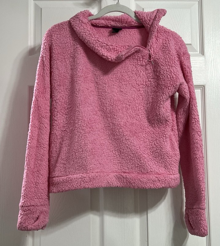 Girl’s Faux Shearling Fleece Pullover Sweatshirt, All in Motion; Pink XL